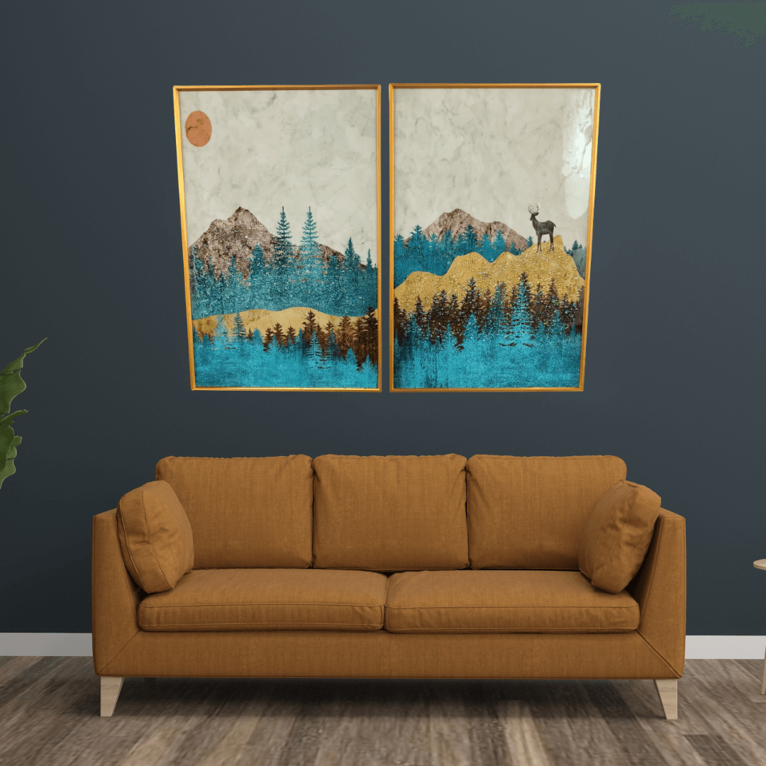 Modern Crystal Painting Set of 2 Style 1